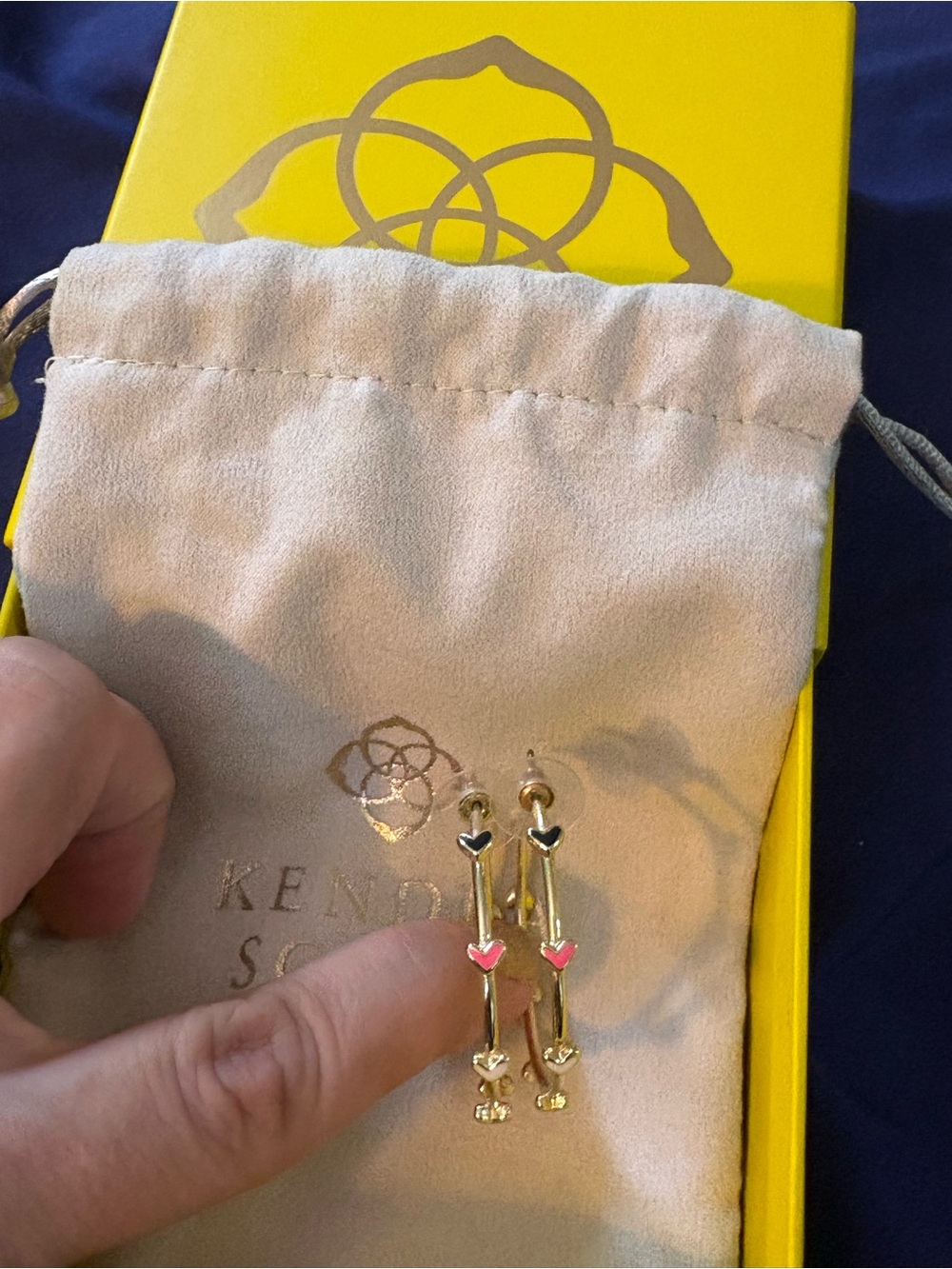 Kendra Scott Gold Dangle Earrings with multicolor Hearts